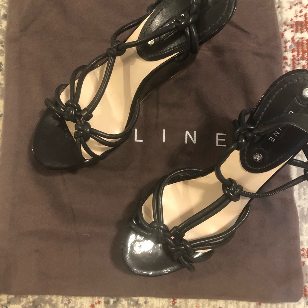 Celine wedge black sandals size 7 1/2